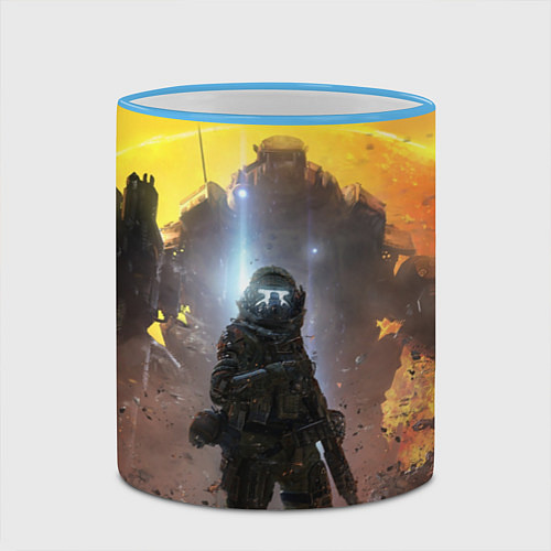 Кружка цветная Titanfall: Robots War / 3D-Небесно-голубой кант – фото 2