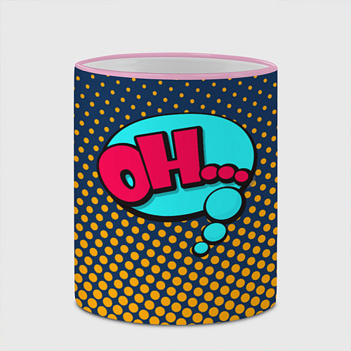 Кружка цветная Pop art: Ohh! / 3D-Розовый кант – фото 2