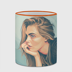 Кружка 3D Cara Delevingne 3, цвет: 3D-оранжевый кант — фото 2