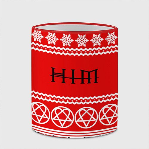 Кружка цветная Праздничный HIM / 3D-Красный кант – фото 2