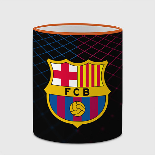 Кружка цветная FC Barcelona Lines / 3D-Оранжевый кант – фото 2