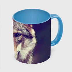 Кружка 3D Angry Wolf, цвет: 3D-белый + небесно-голубой