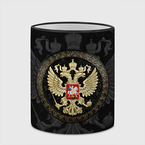 Кружка цветная Золотой Герб России / 3D-Черный кант – фото 2