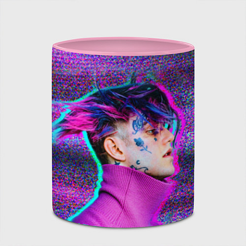 Кружка цветная Lil Peep: Glitch / 3D-Белый + розовый – фото 2