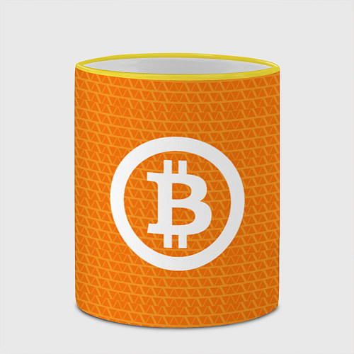 Кружка цветная Bitcoin / 3D-Желтый кант – фото 2