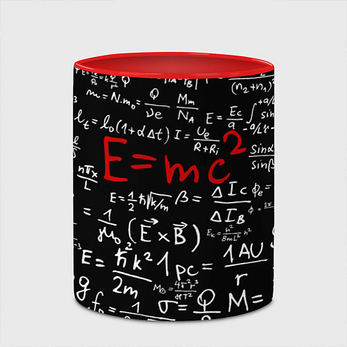 Кружка цветная E=mc2 / 3D-Белый + красный – фото 2