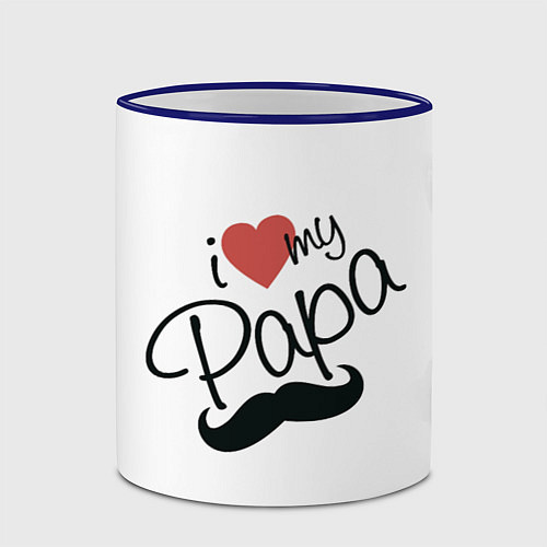 Кружка цветная I love my Papa / 3D-Синий кант – фото 2