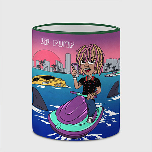 Кружка цветная Lil Pump on the water / 3D-Зеленый кант – фото 2