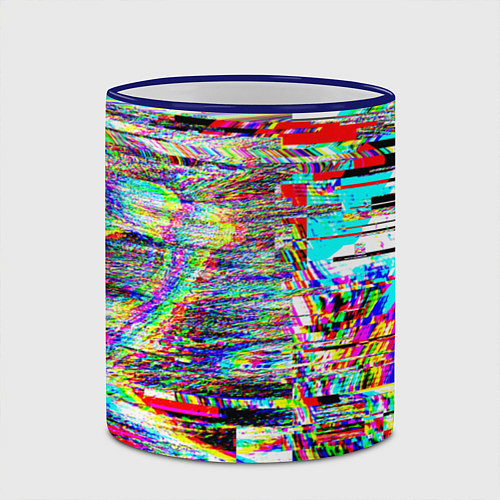 Кружка цветная VHS Glitch / 3D-Синий кант – фото 2