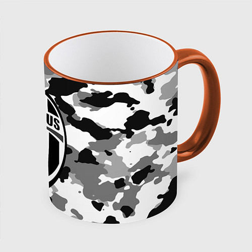 Кружка цветная FC Juventus: Camouflage / 3D-Оранжевый кант – фото 1