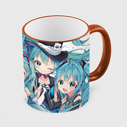 Кружка 3D Hatsune Miku, цвет: 3D-оранжевый кант