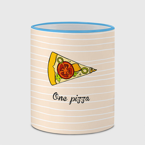 Кружка цветная One Love - One pizza / 3D-Небесно-голубой кант – фото 2