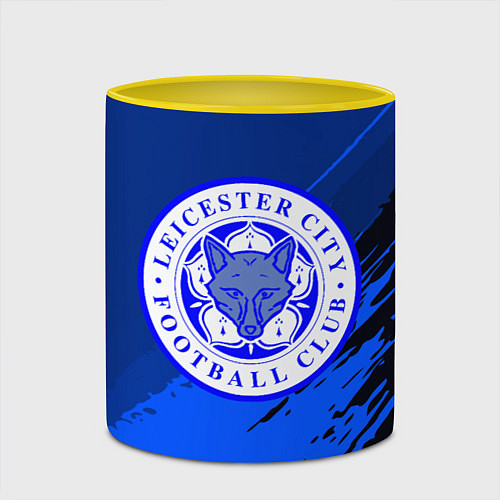 Кружка цветная FC Leicester: Abstract style / 3D-Белый + желтый – фото 2