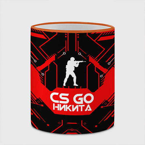 Кружка цветная CS:GO - Никита / 3D-Оранжевый кант – фото 2