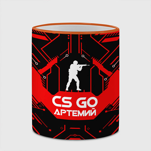 Кружка цветная CS:GO - Артемий / 3D-Оранжевый кант – фото 2