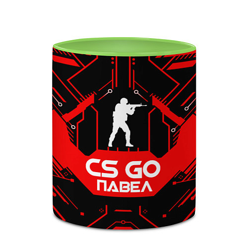 Кружка цветная CS:GO - Павел / 3D-Белый + светло-зеленый – фото 2