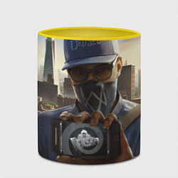 Кружка 3D Watch Dogs Man, цвет: 3D-белый + желтый — фото 2