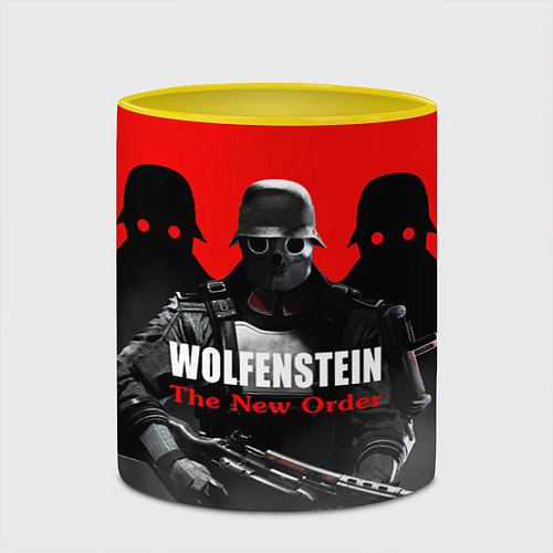 Кружка цветная Wolfenstein: The New Order / 3D-Белый + желтый – фото 2