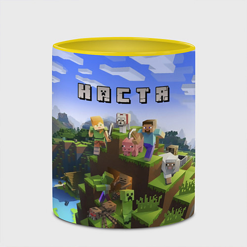 Кружка цветная Minecraft: Настя / 3D-Белый + желтый – фото 2