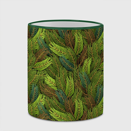 Кружка цветная Ветви ели / 3D-Зеленый кант – фото 2