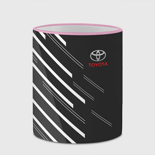 Кружка цветная Toyota: White Rays / 3D-Розовый кант – фото 2