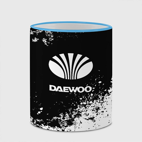 Кружка цветная Daewoo: Black Spray / 3D-Небесно-голубой кант – фото 2