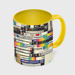 Кружка 3D VHS-кассеты, цвет: 3D-белый + желтый