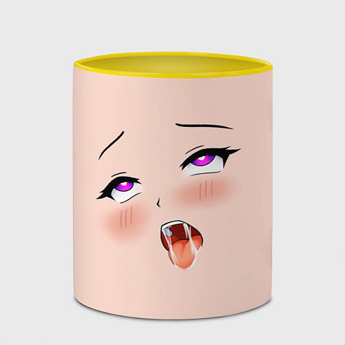 Кружка цветная Ahegao Face / 3D-Белый + желтый – фото 2