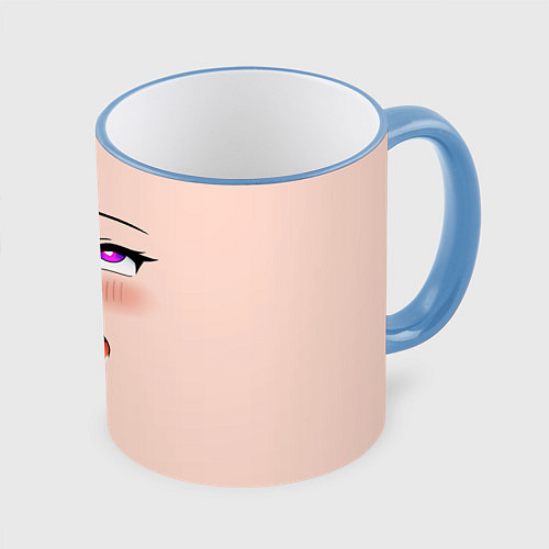 Кружка цветная Ahegao Face / 3D-Небесно-голубой кант – фото 1