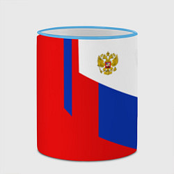 Кружка 3D Russia: Geometry Tricolor, цвет: 3D-небесно-голубой кант — фото 2