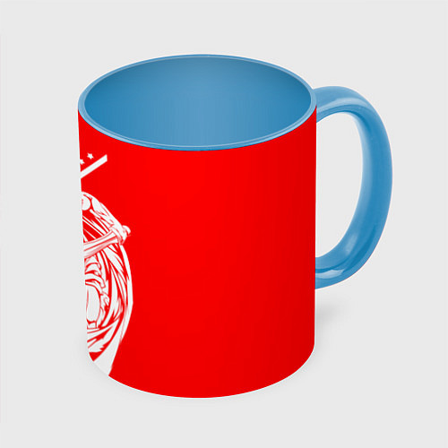 Кружка цветная Спартанский гладиатор / 3D-Белый + небесно-голубой – фото 1