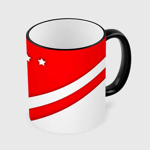 Кружка цветная Звезды Спартака / 3D-Черный кант – фото 1