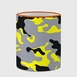 Кружка 3D Yellow & Grey Camouflage, цвет: 3D-оранжевый кант — фото 2