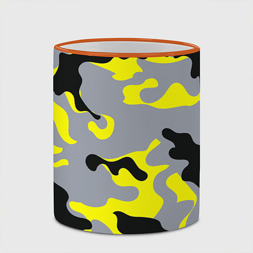 Кружка цветная Yellow & Grey Camouflage / 3D-Оранжевый кант – фото 2