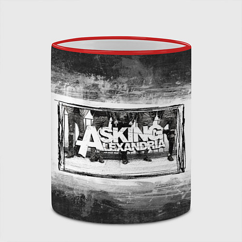 Кружка цветная Asking Alexandria / 3D-Красный кант – фото 2