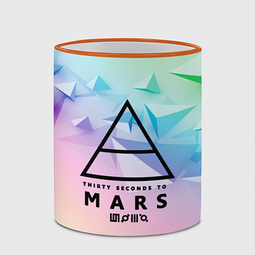 Кружка цветная 30 Seconds to Mars / 3D-Оранжевый кант – фото 2