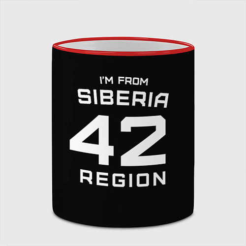Кружка цветная Im from Siberia: 42 Region / 3D-Красный кант – фото 2