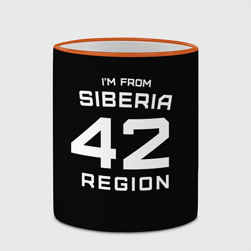 Кружка цветная Im from Siberia: 42 Region / 3D-Оранжевый кант – фото 2