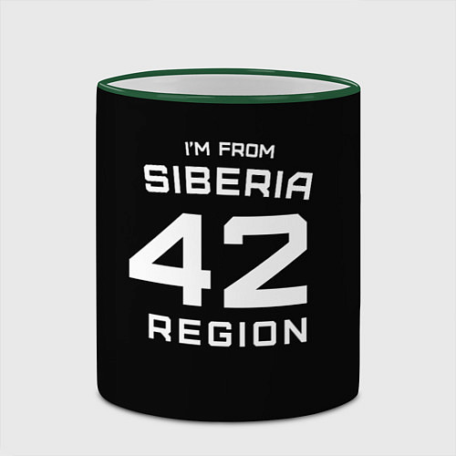 Кружка цветная Im from Siberia: 42 Region / 3D-Зеленый кант – фото 2
