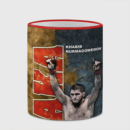 Кружка цветная Aka Khabib / 3D-Красный кант – фото 2