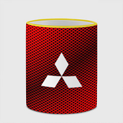 Кружка 3D Mitsubishi: Red Carbon, цвет: 3D-желтый кант — фото 2