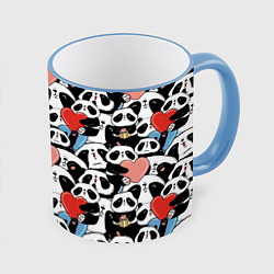 Кружка 3D Funny Pandas, цвет: 3D-небесно-голубой кант