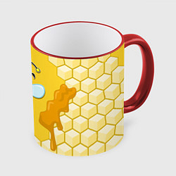 Кружка 3D Веселая пчелка, цвет: 3D-красный кант