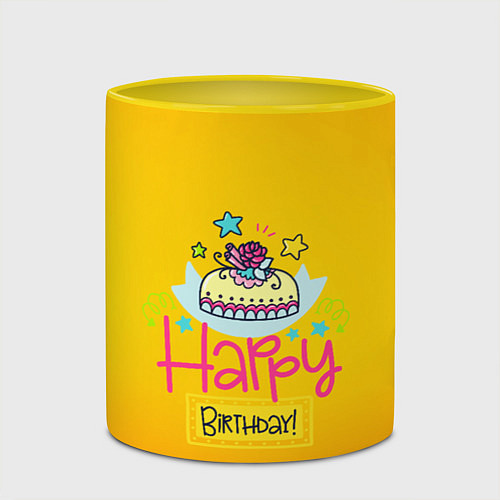 Кружка цветная Happy Birthday / 3D-Белый + желтый – фото 2