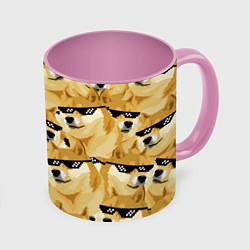 Кружка 3D Doge: Deal with it, цвет: 3D-белый + розовый