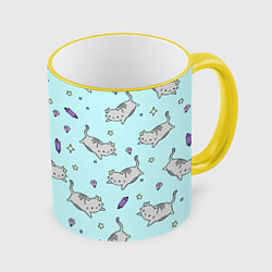 Кружка 3D Кавайные котики, цвет: 3D-желтый кант