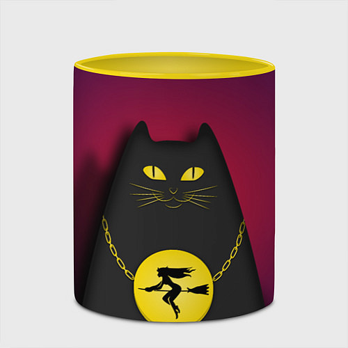 Кружка цветная Кот Бегемот / 3D-Белый + желтый – фото 2