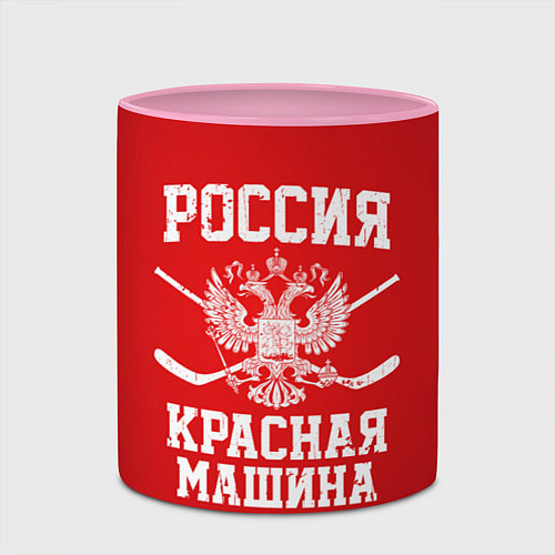 Кружка цветная Россия: Красная машина / 3D-Белый + розовый – фото 2