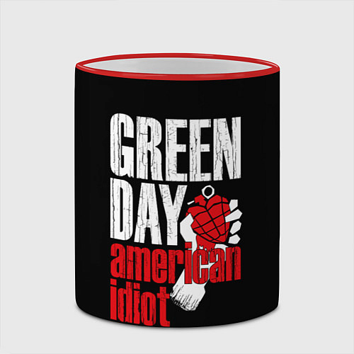 Кружка цветная Green Day: American Idiot / 3D-Красный кант – фото 2