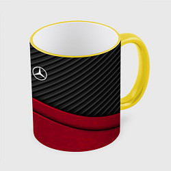 Кружка 3D Mercedes Benz: Red Carbon, цвет: 3D-желтый кант